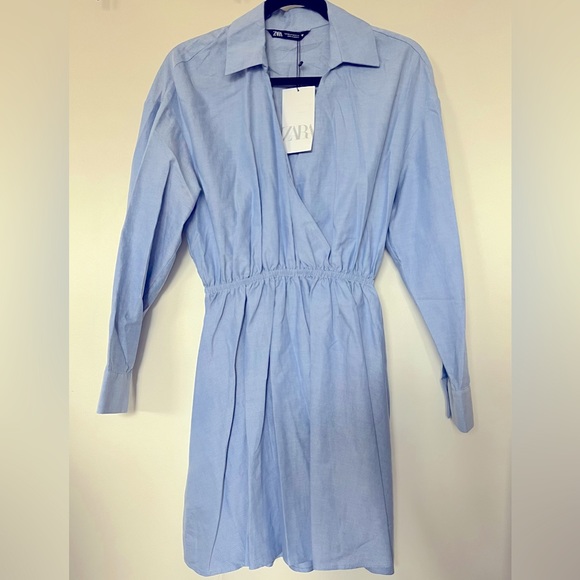 Zara SKY BLUE SHIRT DRESS - Picture 5 of 10